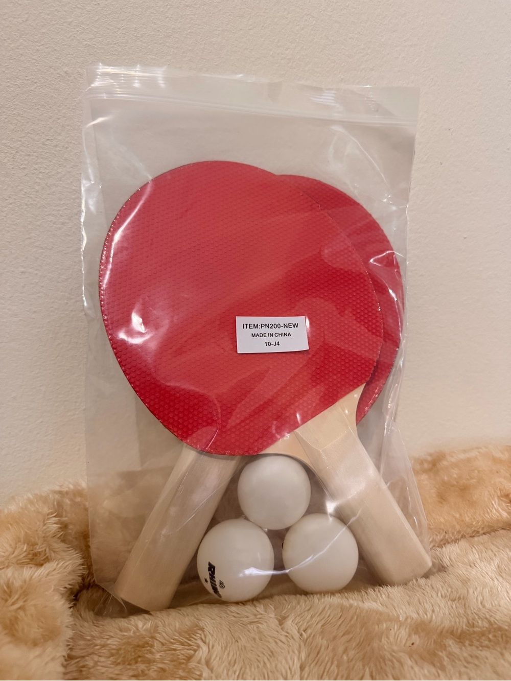 Red/Black Table Tennis Paddle Set with 3 Balls - Home Party Pack